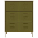 NNEVL Drawer Cabinet Olive Green 80x35x101.5 cm Steel