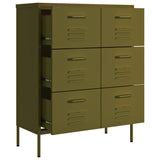 NNEVL Drawer Cabinet Olive Green 80x35x101.5 cm Steel