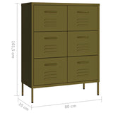 NNEVL Drawer Cabinet Olive Green 80x35x101.5 cm Steel