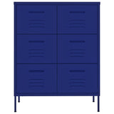NNEVL Drawer Cabinet Navy Blue 80x35x101.5 cm Steel