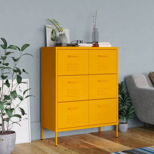 NNEVL Drawer Cabinet Mustard Yellow 80x35x101.5 cm Steel
