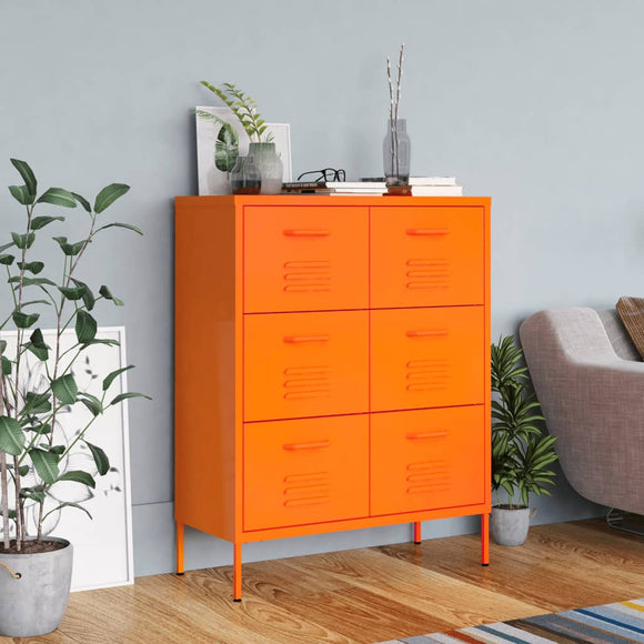 NNEVL Drawer Cabinet Orange 80x35x101.5 cm Steel