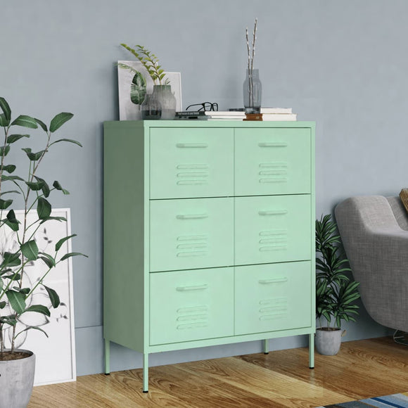 NNEVL Drawer Cabinet Mint 80x35x101.5 cm Steel