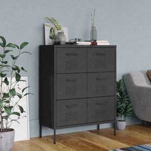 NNEVL Drawer Cabinet Anthracite 80x35x101.5 cm Steel