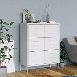 NNEVL Drawer Cabinet White 80x35x101.5 cm Steel
