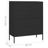 NNEVL Chest of Drawers Black 80x35x101.5 cm Steel