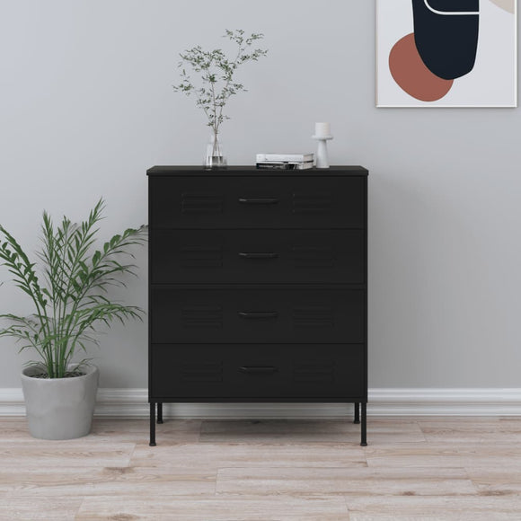 NNEVL Chest of Drawers Black 80x35x101.5 cm Steel