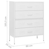 NNEVL Chest of Drawers White 80x35x101.5 cm Steel