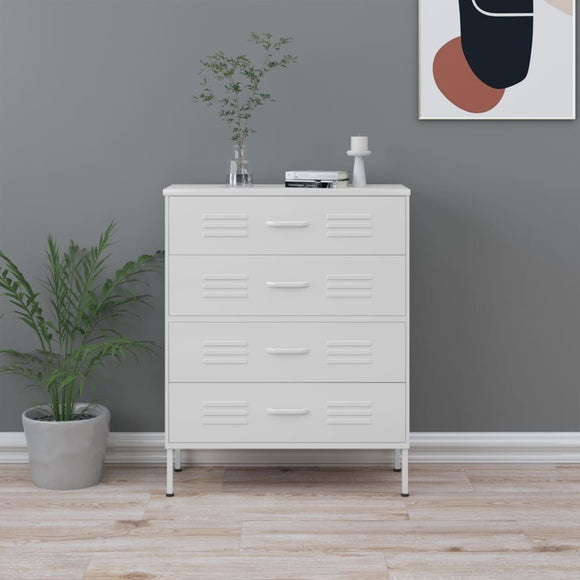 NNEVL Chest of Drawers White 80x35x101.5 cm Steel