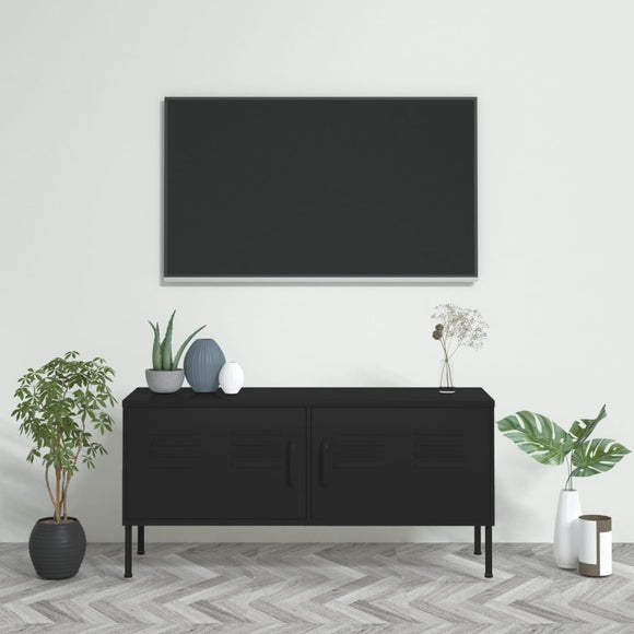 NNEVL TV Cabinet Black 105x35x50 cm Steel