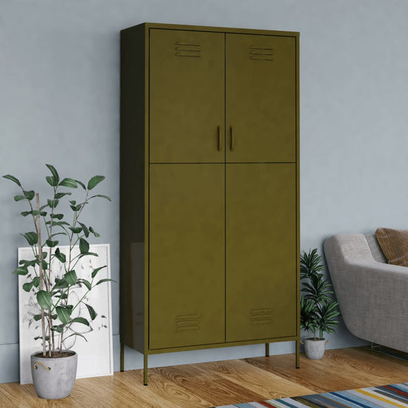 NNEVL Wardrobe Olive Green 90x50x180 cm Steel