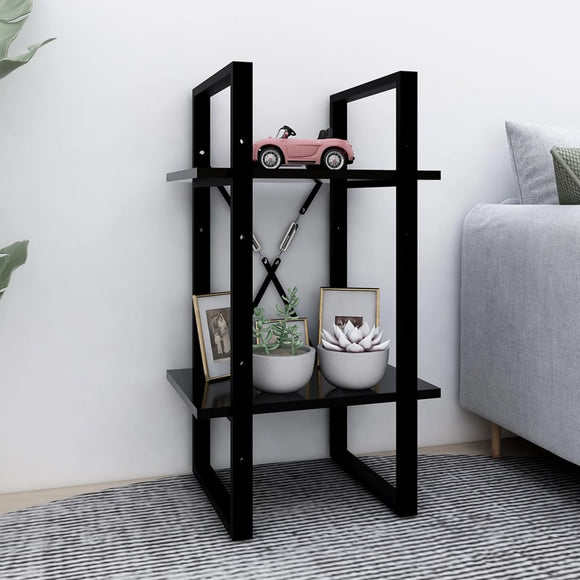 NNEVL 2-Tier Book Cabinet Black 40x30x70 cm Chipboard