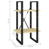 NNEVL 2-Tier Book Cabinet 40x30x70 cm Solid Pine Wood