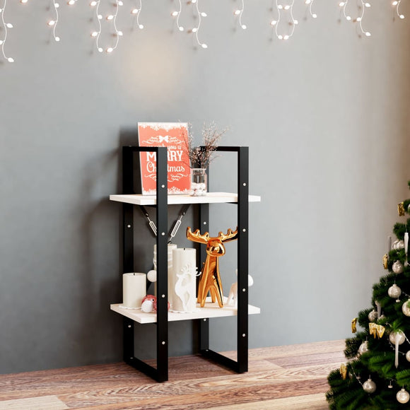 NNEVL 2-Tier Book Cabinet White 40x30x70 cm Solid Pine Wood