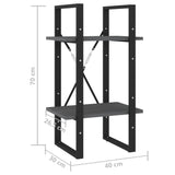 NNEVL 2-Tier Book Cabinet Grey 40x30x70 cm Solid Pine Wood