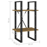 NNEVL 2-Tier Book Cabinet Brown 40x30x70 cm Solid Pine Wood