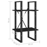 NNEVL 2-Tier Book Cabinet Black 40x30x70 cm Solid Pine Wood