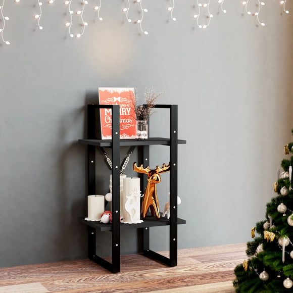 NNEVL 2-Tier Book Cabinet Black 40x30x70 cm Solid Pine Wood