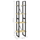 NNEVL 4-Tier Book Cabinet 40x30x140 cm Solid Pine Wood
