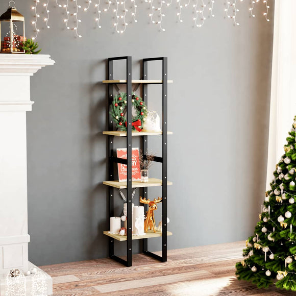 NNEVL 4-Tier Book Cabinet 40x30x140 cm Solid Pine Wood