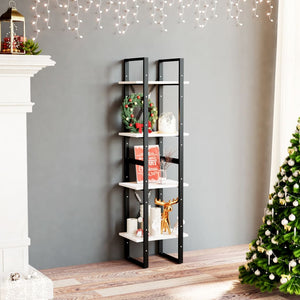 NNEVL 4-Tier Book Cabinet White 40x30x140 cm Solid Pine Wood
