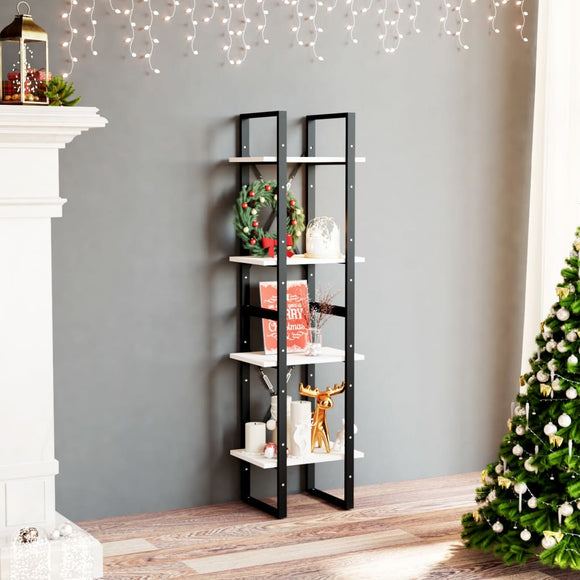 NNEVL 4-Tier Book Cabinet White 40x30x140 cm Solid Pine Wood