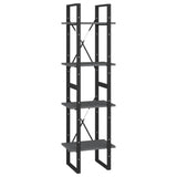 NNEVL 4-Tier Book Cabinet Grey 40x30x140 cm Solid Pine Wood