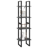 NNEVL 4-Tier Book Cabinet Grey 40x30x140 cm Solid Pine Wood