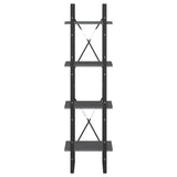 NNEVL 4-Tier Book Cabinet Grey 40x30x140 cm Solid Pine Wood