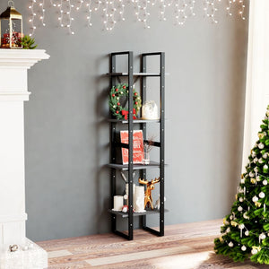 NNEVL 4-Tier Book Cabinet Grey 40x30x140 cm Solid Pine Wood