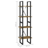 NNEVL 4-Tier Book Cabinet Brown 40x30x140 cm Solid Pine Wood