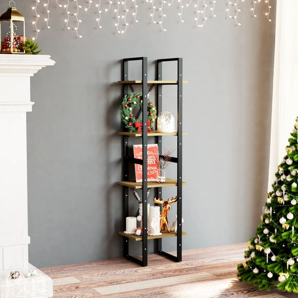 NNEVL 4-Tier Book Cabinet Brown 40x30x140 cm Solid Pine Wood