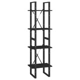 NNEVL 4-Tier Book Cabinet Black 40x30x140 cm Solid Pine Wood
