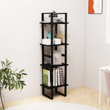 NNEVL 4-Tier Book Cabinet Black 40x30x140 cm Solid Pine Wood