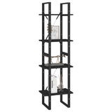 NNEVL 4-Tier Book Cabinet Black 40x30x140 cm Solid Pine Wood