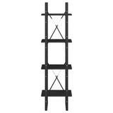 NNEVL 4-Tier Book Cabinet Black 40x30x140 cm Solid Pine Wood