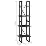 NNEVL 4-Tier Book Cabinet Black 40x30x140 cm Solid Pine Wood