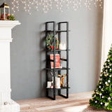 NNEVL 4-Tier Book Cabinet Black 40x30x140 cm Solid Pine Wood