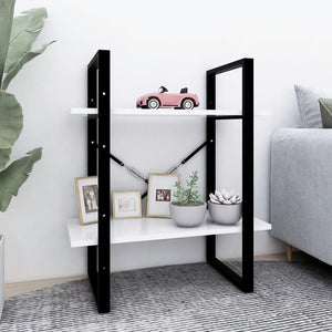 NNEVL 2-Tier Book Cabinet White 60x30x70 cm Chipboard