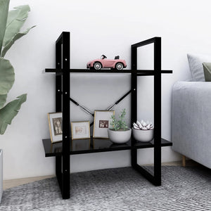 NNEVL 2-Tier Book Cabinet Black 60x30x70 cm Chipboard