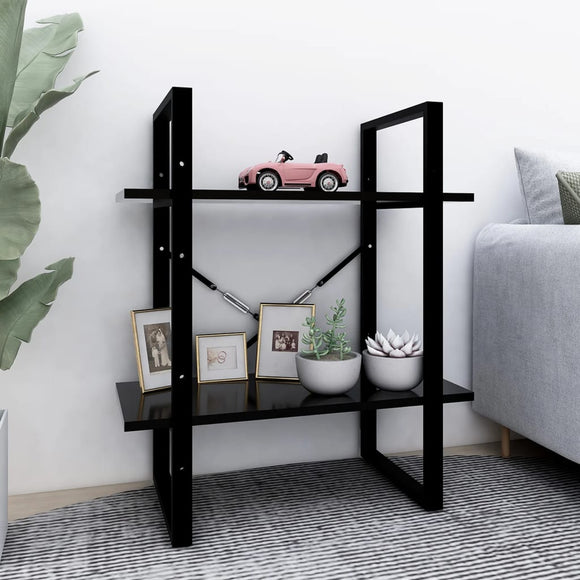 NNEVL 2-Tier Book Cabinet Black 60x30x70 cm Chipboard