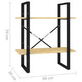 NNEVL 2-Tier Book Cabinet 60x30x70 cm Solid Pine Wood
