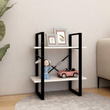 NNEVL 2-Tier Book Cabinet White 60x30x70 cm Solid Pine Wood