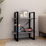 NNEVL 2-Tier Book Cabinet Grey 60x30x70 cm Solid Pine Wood