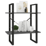 NNEVL 2-Tier Book Cabinet Grey 60x30x70 cm Solid Pine Wood