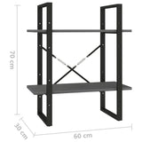 NNEVL 2-Tier Book Cabinet Grey 60x30x70 cm Solid Pine Wood
