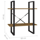 NNEVL 2-Tier Book Cabinet Honey Brown 60x30x70 cm Solid Pine Wood
