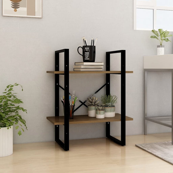 NNEVL 2-Tier Book Cabinet Honey Brown 60x30x70 cm Solid Pine Wood