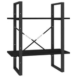 NNEVL 2-Tier Book Cabinet Black 60x30x70 cm Solid Pine Wood