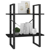 NNEVL 2-Tier Book Cabinet Black 60x30x70 cm Solid Pine Wood